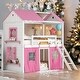 preview thumbnail 20 of 32, Playhouse Design Impression & Beautiful Twin Size Bunk Wood House Bed with Elegant Windows,Sills and Tent,Elegant Children Bed