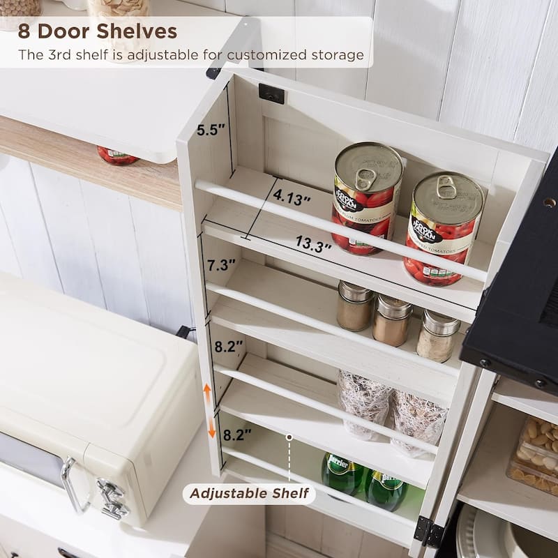 72" Tall Farmhouse Kitchen Pantry, Storage Cabinet with Barn Doors - N/A