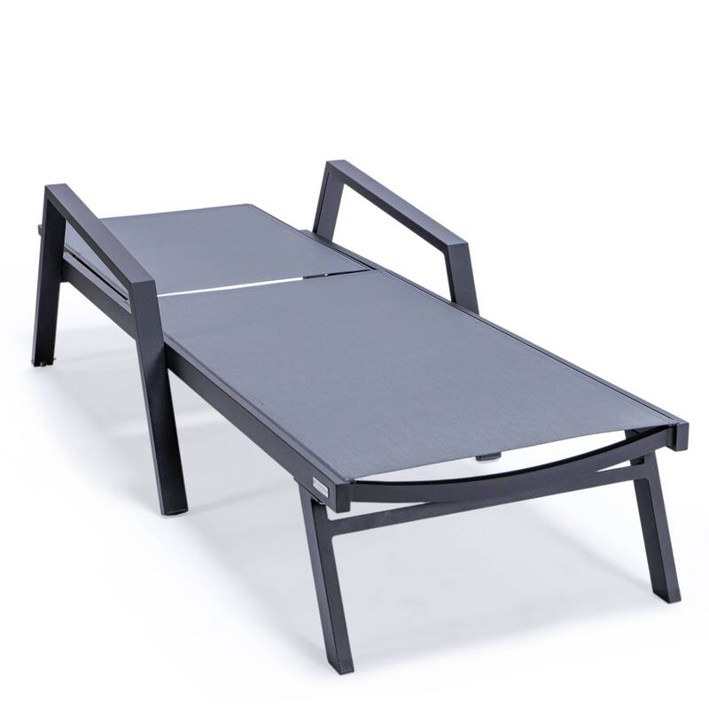 Aluminum Beach Pool Sun Lounge Chair Sling Mesh Fabric With Arms, Stackable Chaise Lounger (Set of 2) for Outdoor Backyard