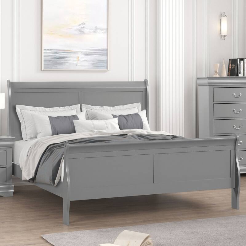 Furniture of America Mayday Contemporary Grey Solid Wood Sleigh Bed - Queen