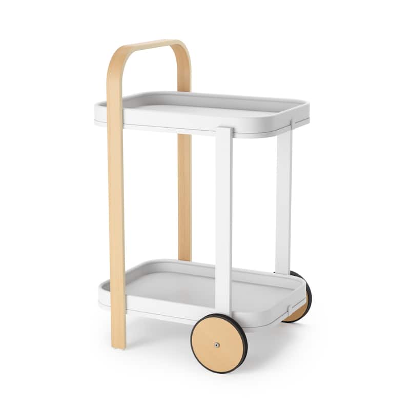 Umbra 1015392 Bellwood 17" Wide Steel and Wood Serving Cart with - White / Natural