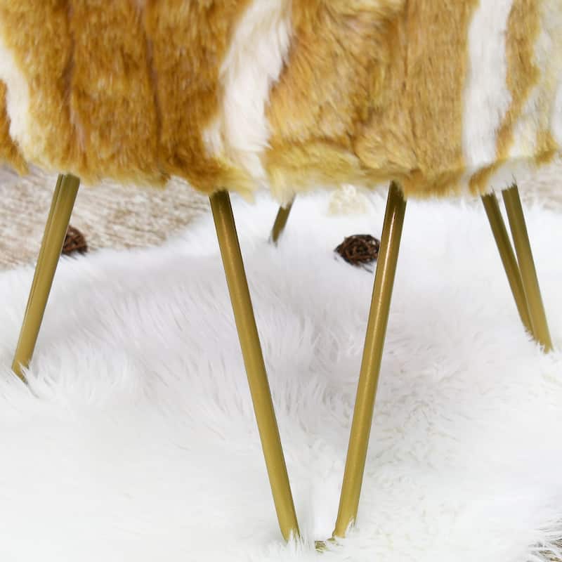 Home Soft Fauxfur Ottoman Round Fuzzy Entryway Bench 18"x18"x18"