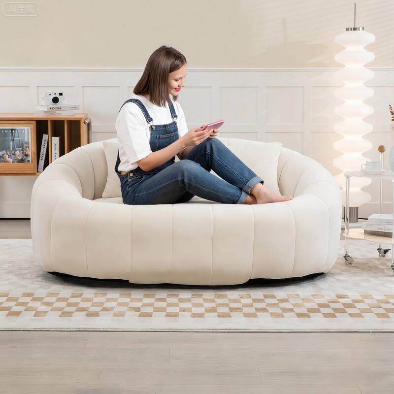 GDFStudio - Laurel Chenille 2-Seater Lazy Sofa with High-Density Foam and Oversized Comfort