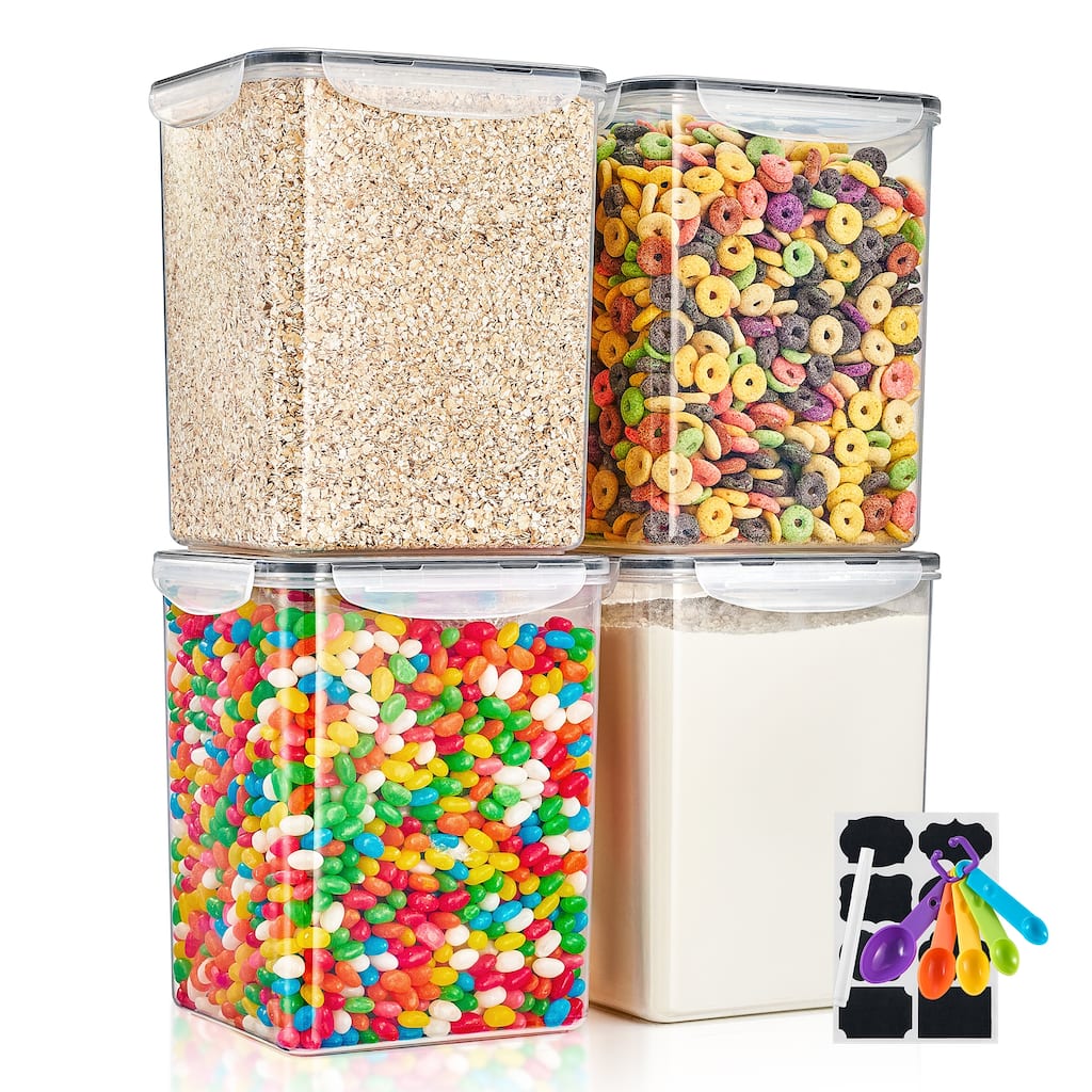 Sorbus Airtight Dry Food Storage Containers with Lids, Labels and Marker BPA Free Kitchen Pantry Organizer - 4 Pack