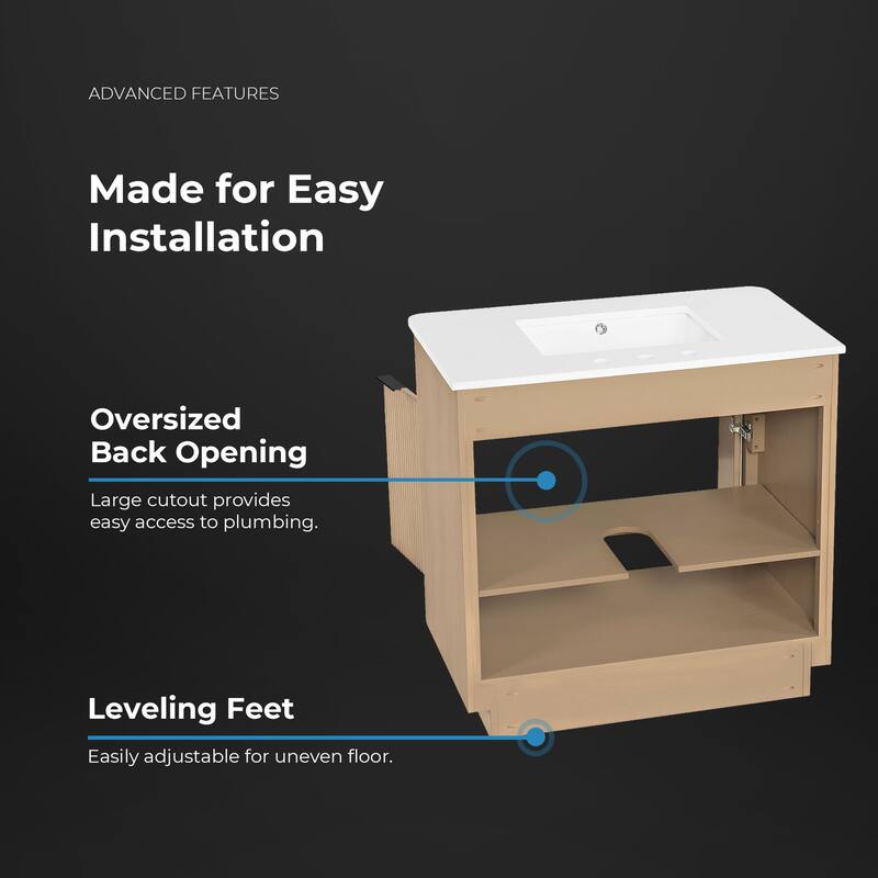 OVE Xander Bathroom Vanity with White Engineered Stone Top