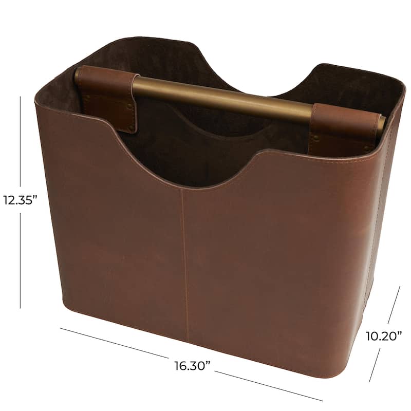 Leather Magazine Holder with Divided Inside - Light Gray or Brown - Roche River Decor