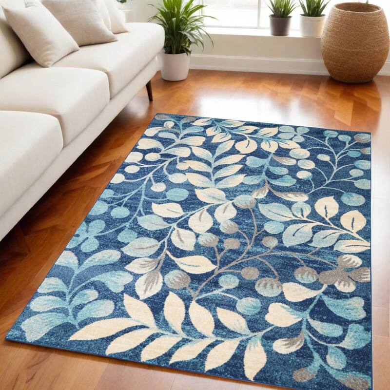 Jeyu Power Loomed Stain Resistant Area Rug By HomeRoots - 87' X '63' X '0.5 - 87' X '63' X '0.5 - Cream/Onyx - Rectangle
