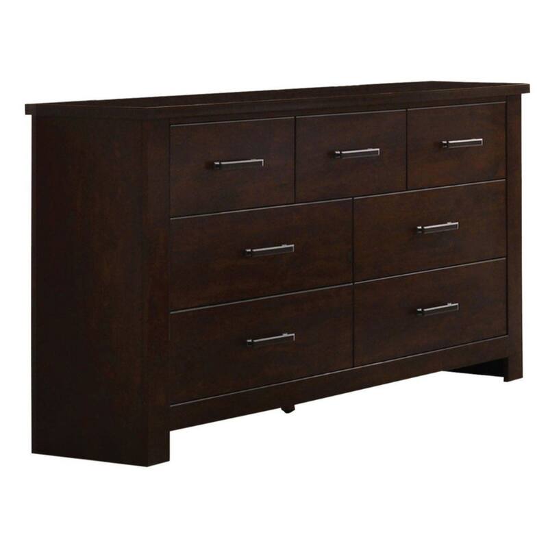 Wooden Dresser with Seven Spacious Drawers, Mahogany Brown