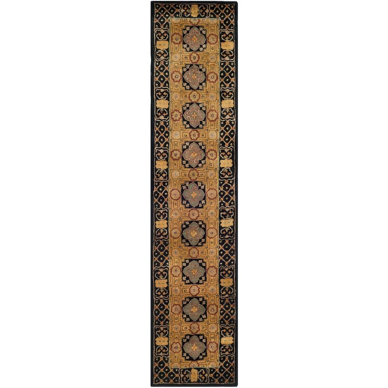 SAFAVIEH Handmade Classic Mira Traditional Oriental Wool Rug - 2'3" x 12' Runner - Gold/Black - Runner