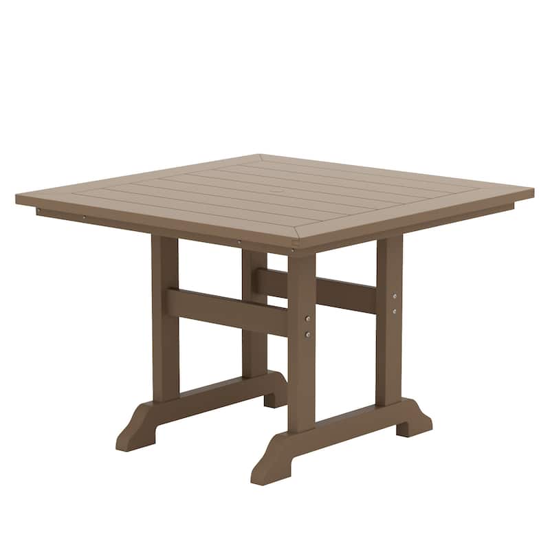 Laguna Hdpe All Weather Outdoor Patio 43" Square Dining Table - Weathered Wood