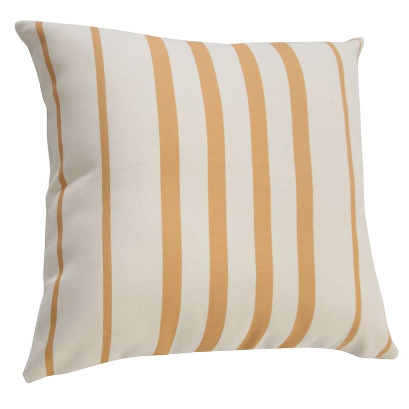 20" Yellow and White Striped Pattern Outdoor Square Throw Pillow