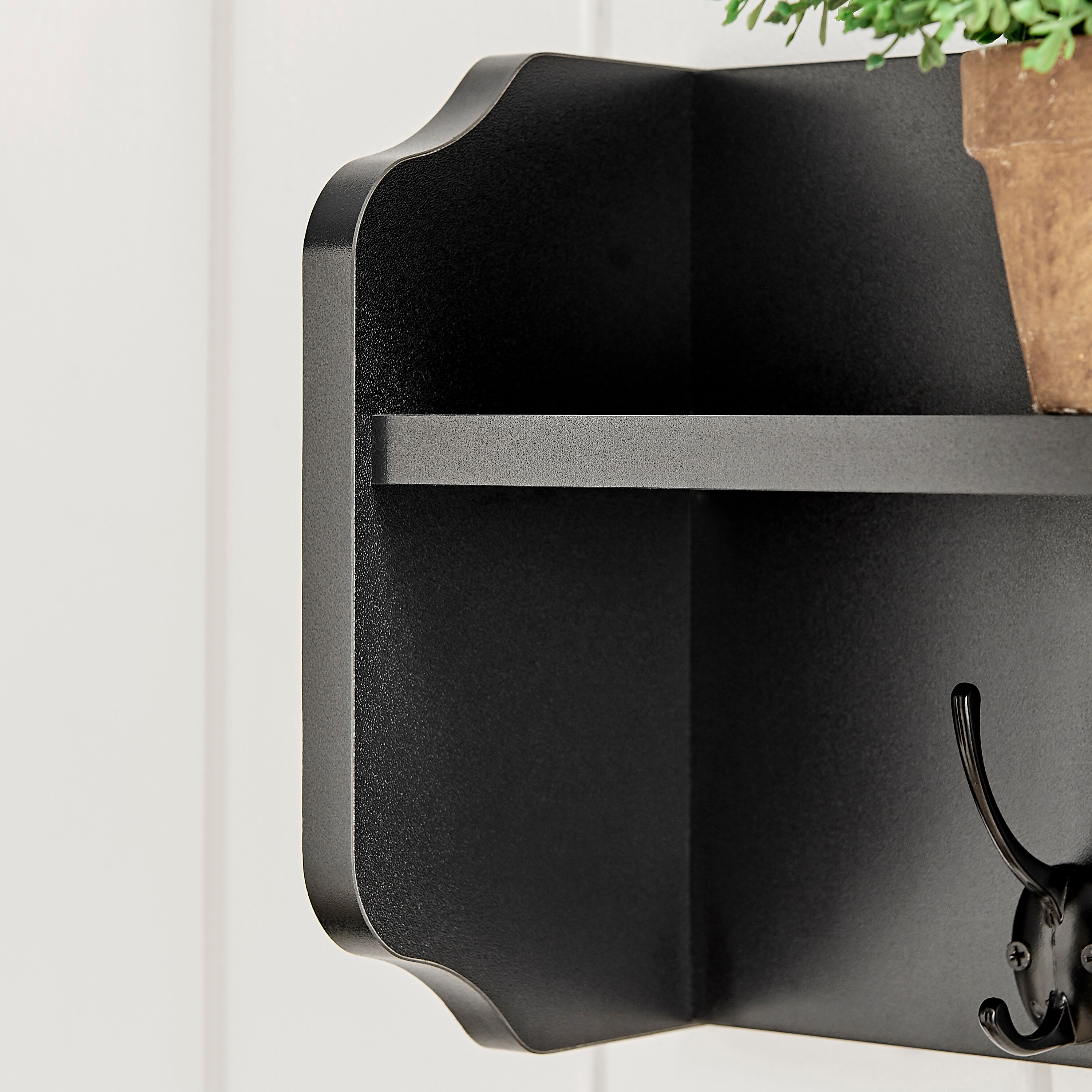 Danya B. Entryway Floating Utility Wall Shelf with Hooks