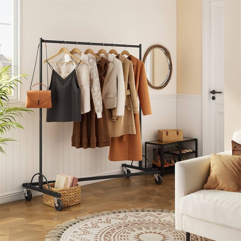 Rolling Clothes Racks with Z Base - 24"D x 57.9"W x 63.4"H - Black