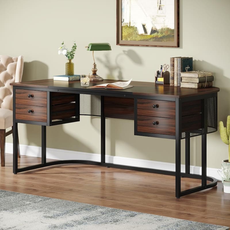 63-Inch Executive Desk with 4 Drawers, Large Office Desk Computer Desk