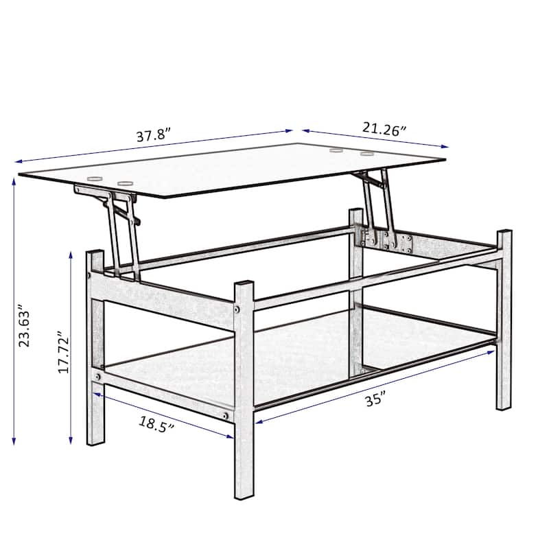 Glass Lift Top Coffee Table for Living Room