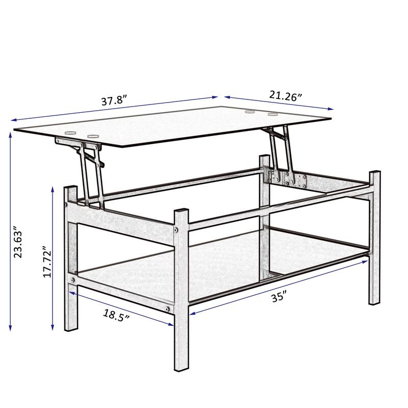 Modern Simple 2-Layer Tempered Glass Coffee Table for Living Room
