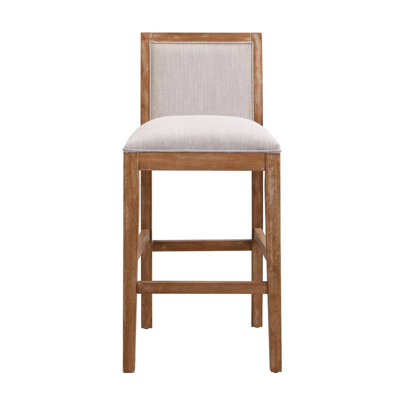 Height Bar Stools set of 2, Armless Dining Chairs with Footrest, Upholstered Kitchen Chairs with Rubber Wood Frame