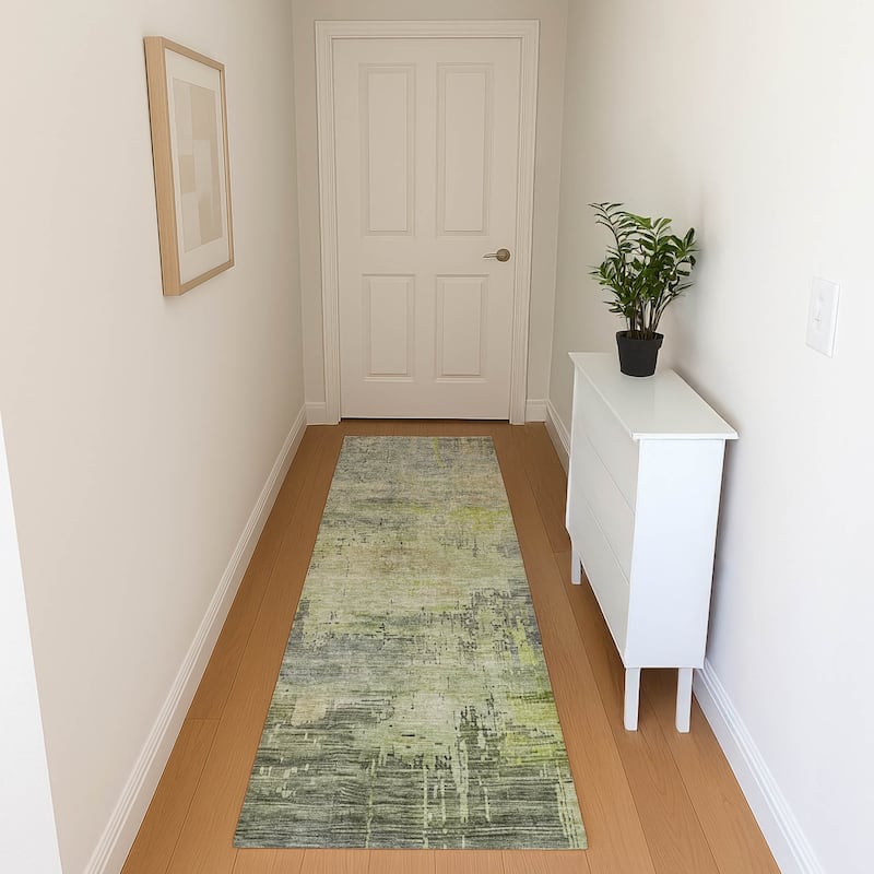 Premium Washable Super Soft Modern Abstract Mayfield Rug - Aloe - 2'3" x 7'6"