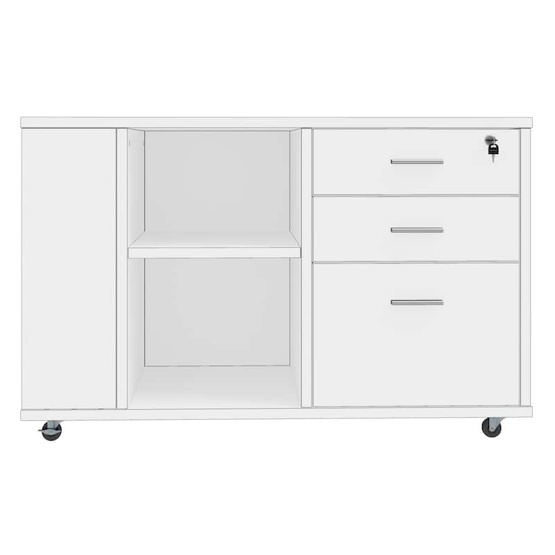 Moasis Mobile File Cabinet with Charging Station and Lock for Home Office