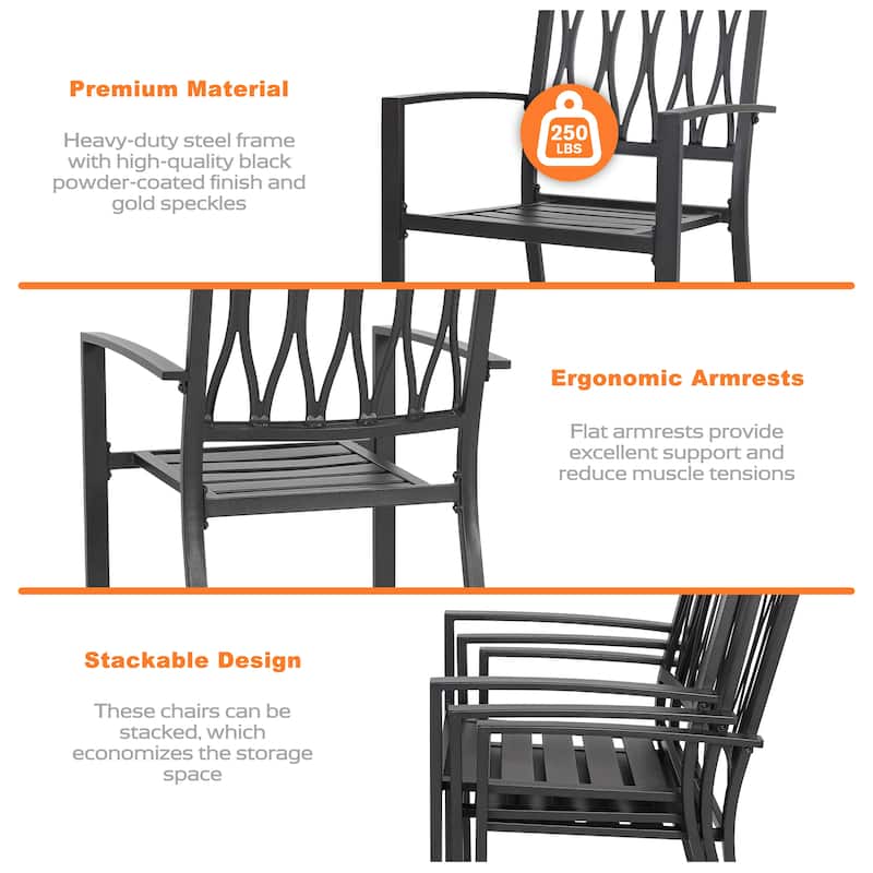 Outdoor 2-Piece Patio Chair Set, Iron Finish, Black