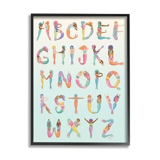 Stupell Mermaid Alphabet Letters Framed Giclee Art Design by Joylark ...