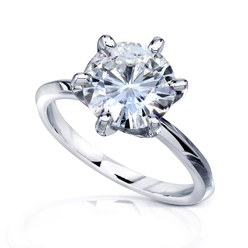 Kobelli 3 Carat Lab Grown Diamond Certified 14k Solid Gold Solitaire 6-Prong Engagement Ring (EF/VS) - White - 5.5