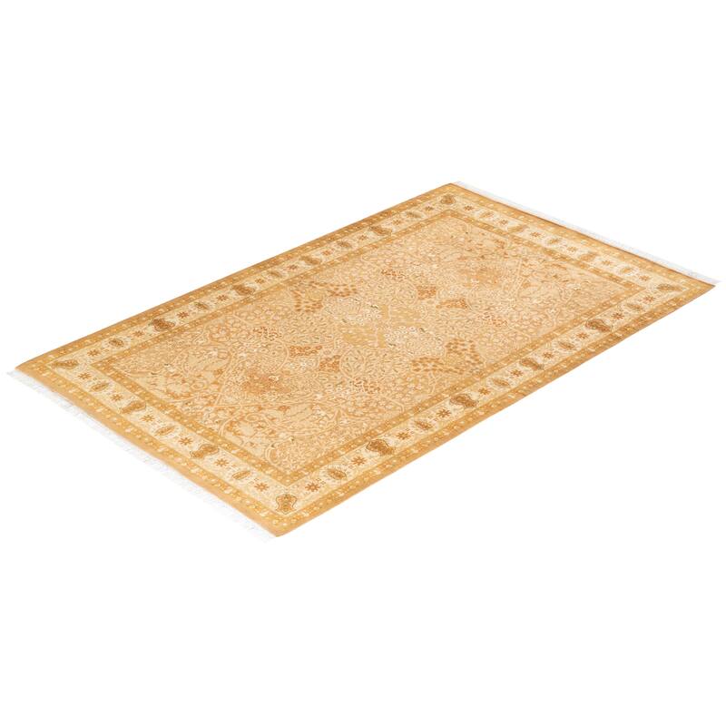 Overton Handknotted Wool Traditional Oriental Brown Area Rug - 5' x 8'