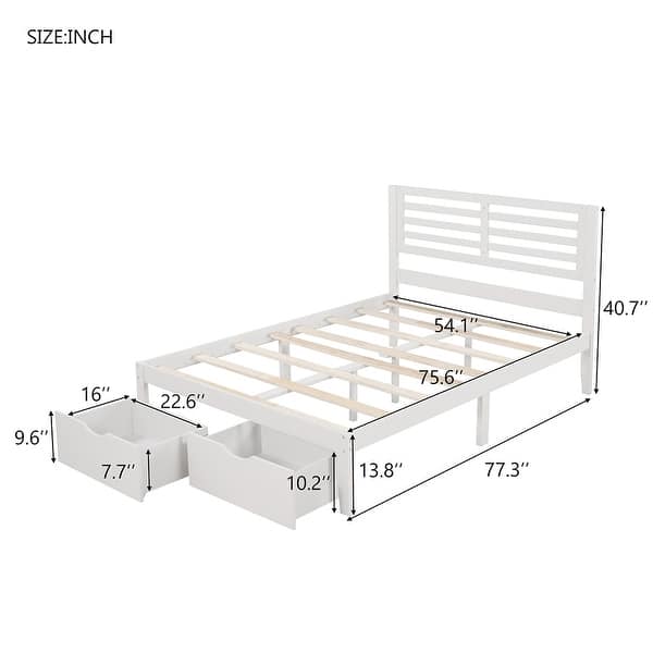 Modern Design Full Size Platform Bed with Two Drawers - Bed Bath ...