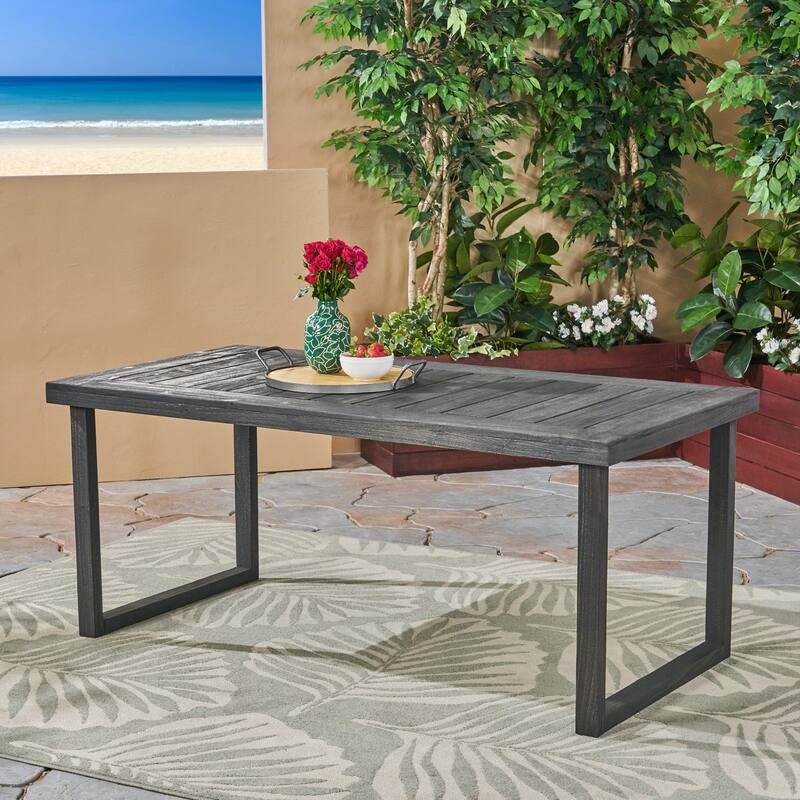 Outdoor Acacia Wood Dining Table - Dark Grey