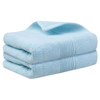 Striped Cotton Hand Towels, 14 x 30 Inch Highly Absorbent and Quick Dry Towels for Bathroom, Kitchen and Hotel Light Blue