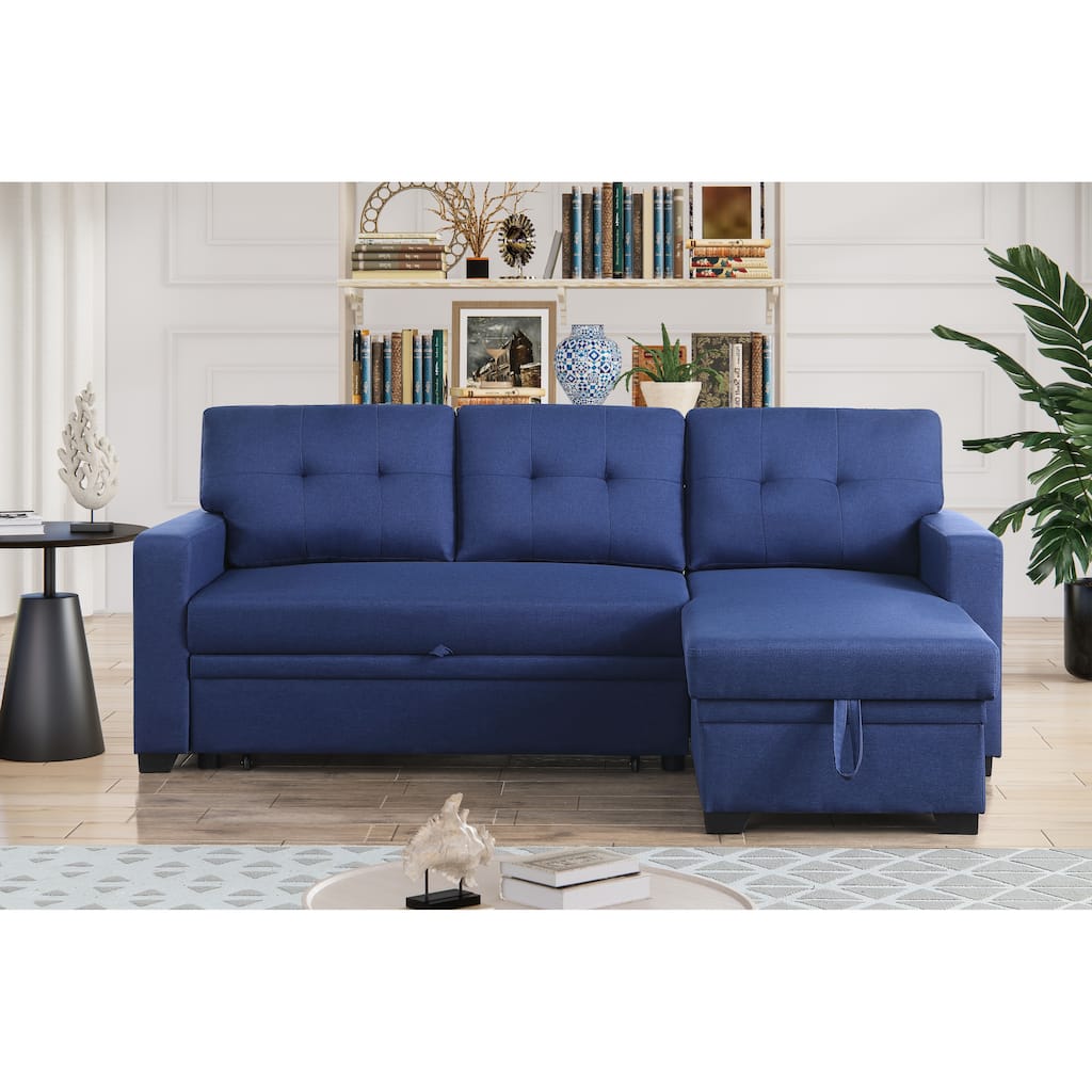 Convertible Upholstered Sectional Sofa With Pull-Out Chaise