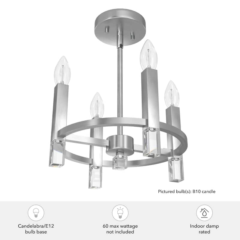 Hunter Sunjai 4-Light Semi-Flush Ceiling Light, Candle - Contemporary - Glam - Damp Rated!