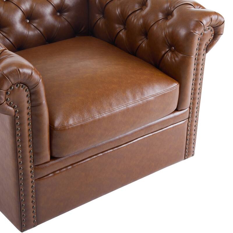 Roomfitters Chesterfield Swivel Club Chair, Tufted Accent Armchair for Living Room