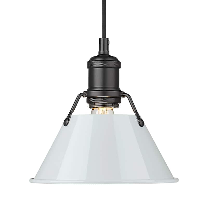 Yep by Golden Lighting Orwell 1-light 8in Pendant in Matte Black and Dusky Blue shade