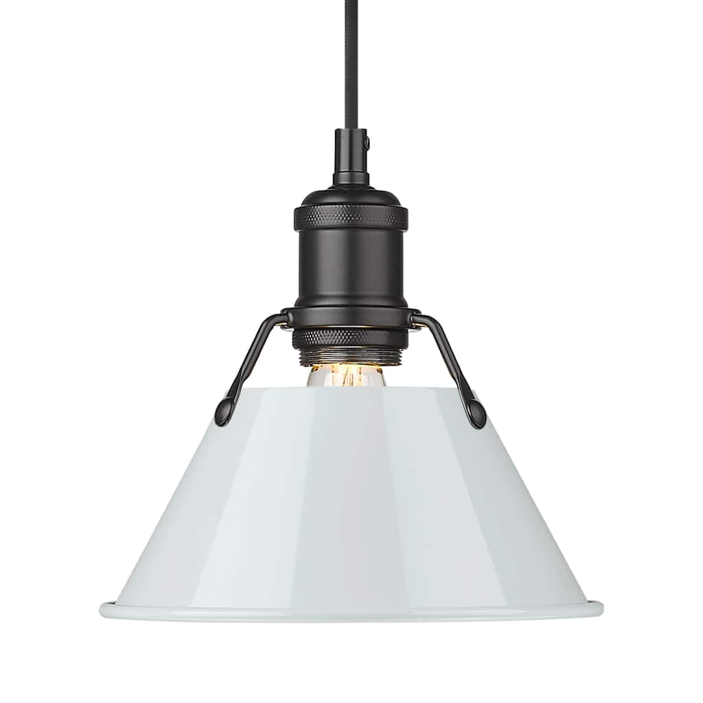 Yep by Golden Lighting Orwell 1-light 8in Pendant in Matte Black and Dusky Blue shade