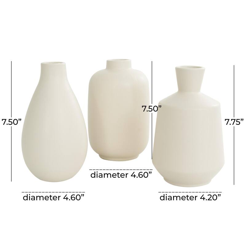 Ceramic Marble Inspired or Minimalist Decorative Vase - Set of 3 White, Gray, Cream, Black - Roche River Decor