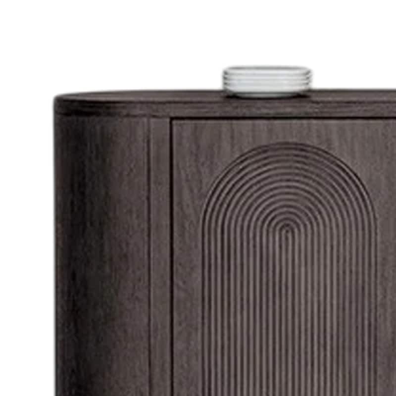 Zoko Sideboard Buffet Console, Arched Design Doors, Gray Wood 77 Inch