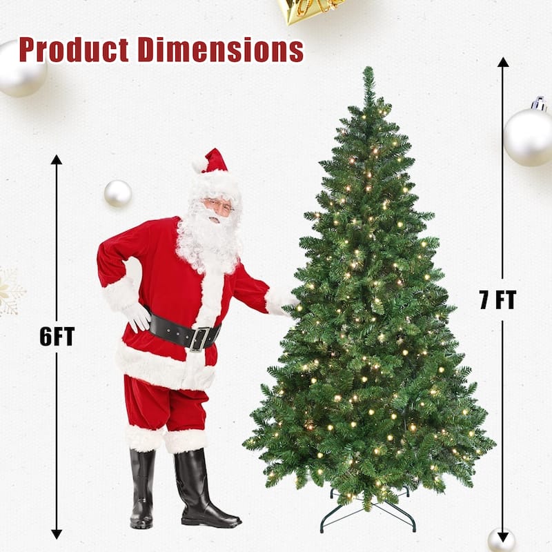 Smart Pre-Lit Christmas Tree - WiFi-Controlled RGB LED Lights, Music Sync, Hinged Structure, Metal Stand - Green