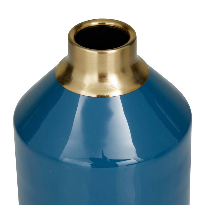 Metal Vase with Gold Rims (Set of 2) - Cream, Blue, Yellow, Red