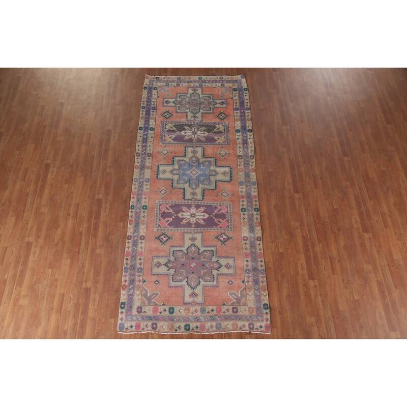 Hand Knotted Oriental 100% Wool Carpet Traditional Tribal Coral Ardebil Area Rug - 11' 1'' X 4' 7''
