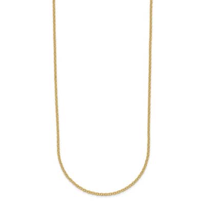 Curata Italian 14k Yellow Gold 1.3mm Cable Chain Necklace For Women (Lobster)