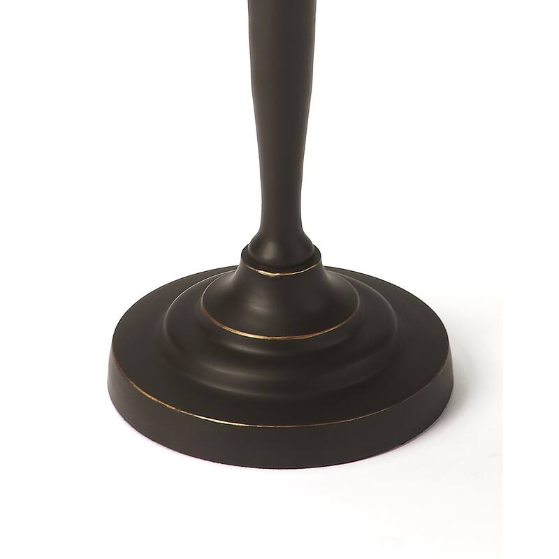 HomeRoots 22" Black Distressed Aluminum Round Pedestal End Table - 10.00 in. x 22.25 in. x 10.00 in.
