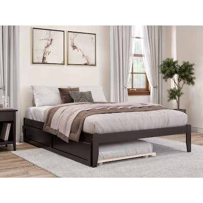 Queen Bed Frame with Trundle & USB Charger - Modern Platform Bed, Easy Assembly