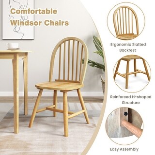 5 Pieces Wooden Dining Table Set with 4 Windsor Chairs - Bed Bath ...