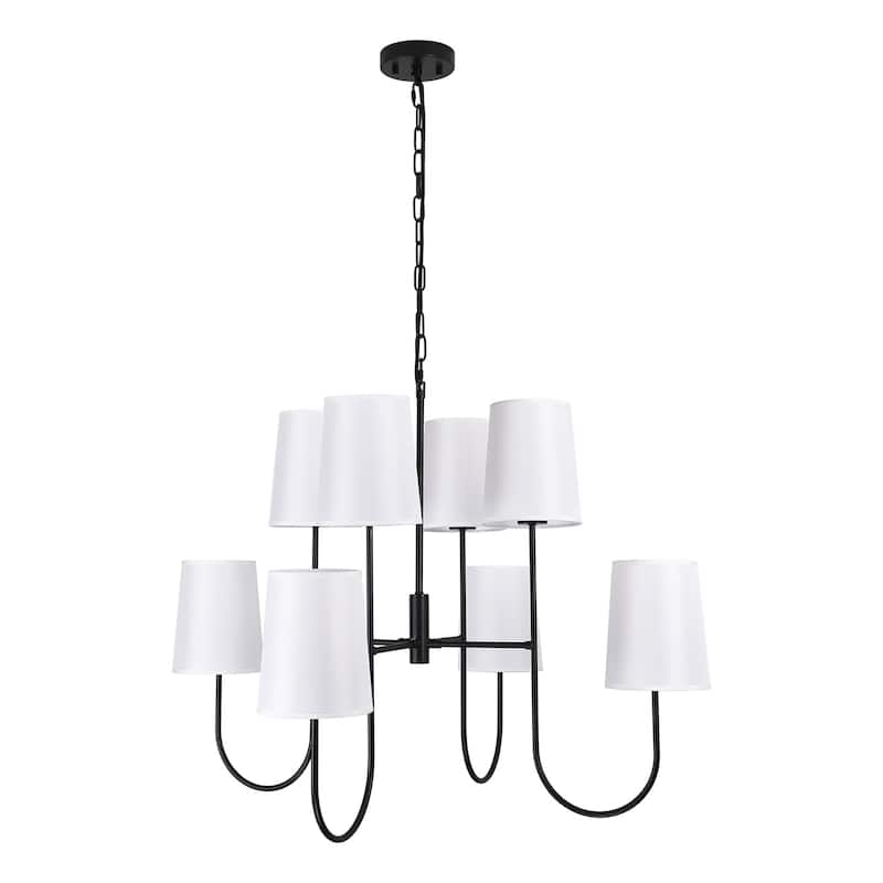 8 - Light Dimmable Tiered Chandelier - Matte Black