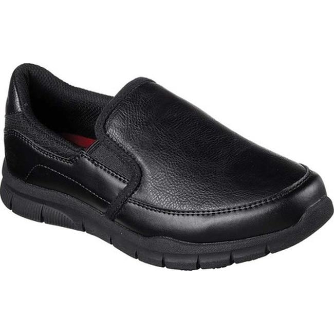 ladies black leather skechers