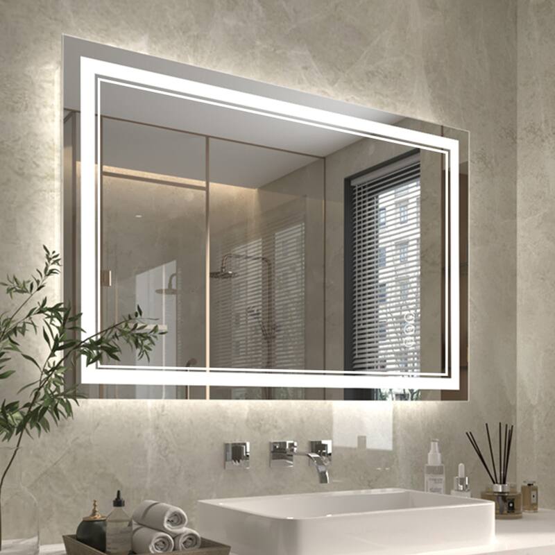 ExBrite Anti-Fog LED Bathroom Mirror with Endless Dimming - 32" x 48"
