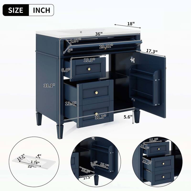 36'' Bathroom Vanity with Top Sink