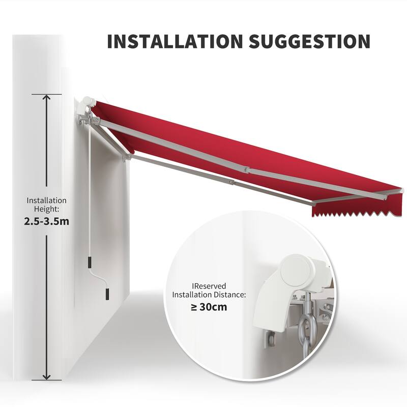 141.8"L x 118.1"W Wall Mounted Terrace Retractable Awning