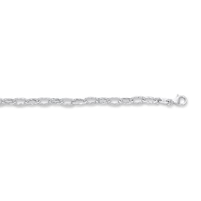 Curata 14k White Gold 10" Shiny Flat Hammered Oval Link Chain Anklet